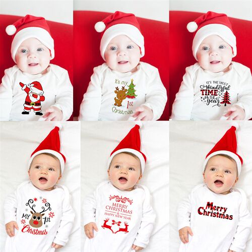 My First Christmas Letter Print Romper Jumpsuit Infant Newbo