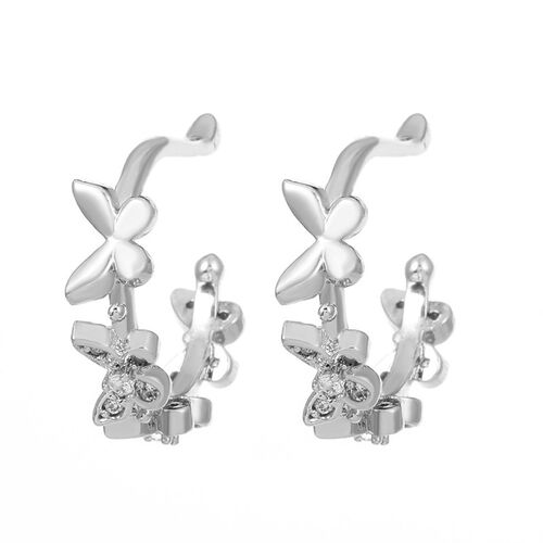 Fashion Copper Inlaid Zircon Butterfly Ear Clip No Piercing