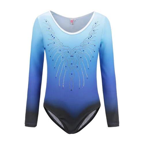 Kids Ballet Leotard Patterned Gradient Body Suit Long-Sleeve