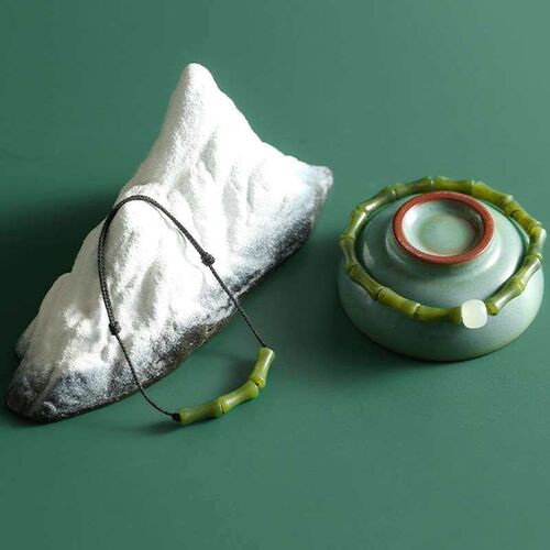 Tianqing Olive Jade Bamboo Artistic Ethnic Retro Brlet Beade