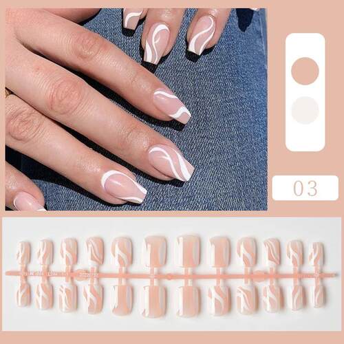 24/20Pcs/Bag Nude Short Square Ballet Wearable French Fake N