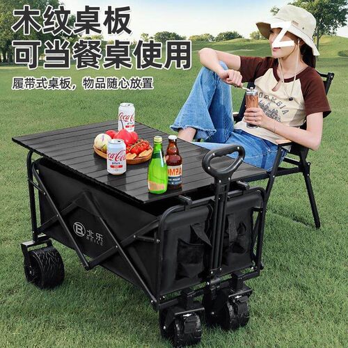 Outdoor Camping Cart Foldable Stall Cart Hand-Pulled Travel