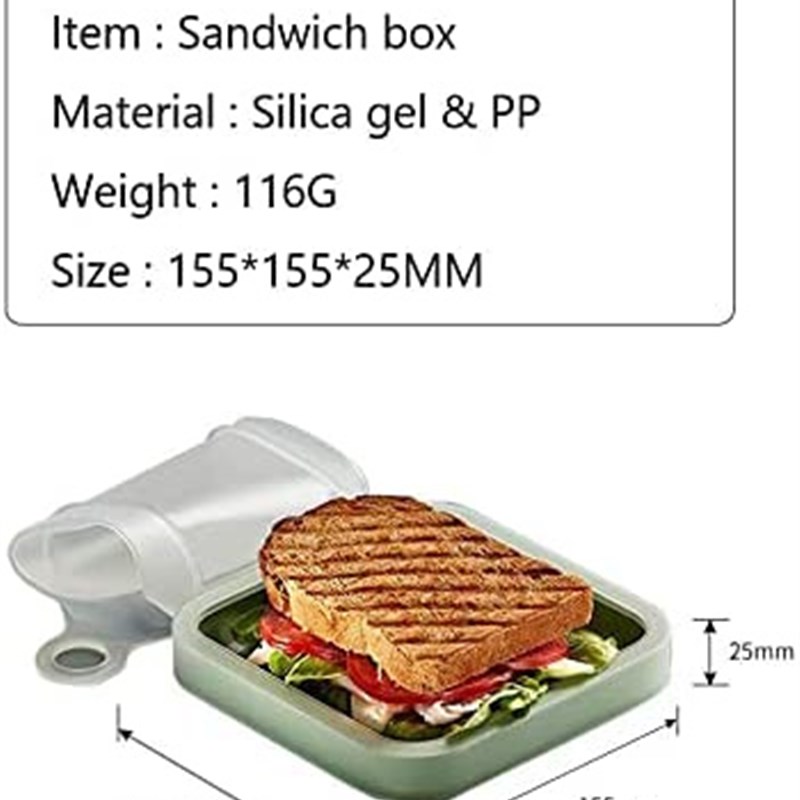 Sandwich Silicone Lunch Box Toast Container Soft Sealed - 实物图