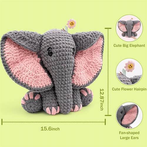 Elephant Package Crochet Knitting Kit for Beginners Starter