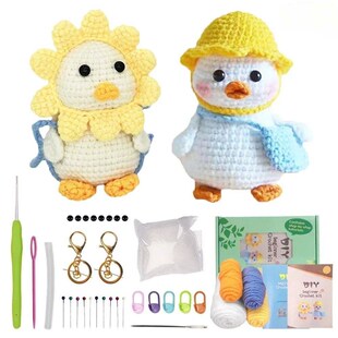 Cute Duck DIY Crochet Kit with Hand Knitting Yarn Plush Doll
