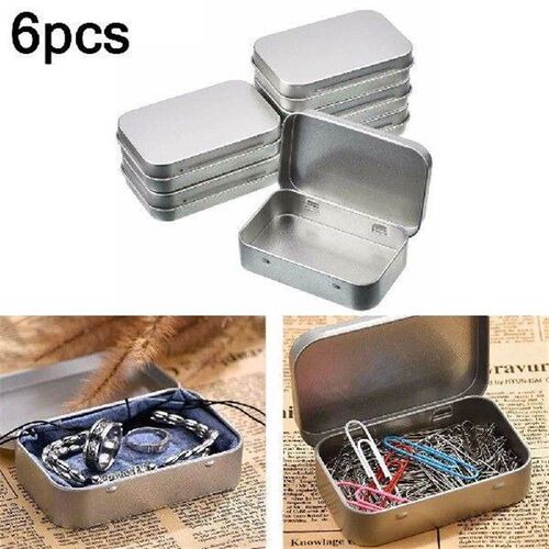6 Pcs Mini Metal Box Tin-Plated Slide Cover Storage Box