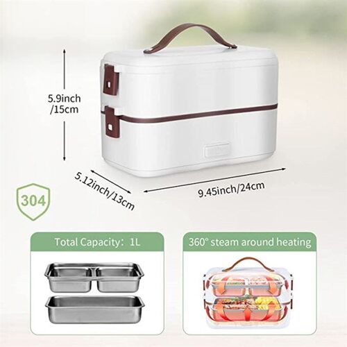 Double-layer Lunch Box Food Container Portable Electric Heat