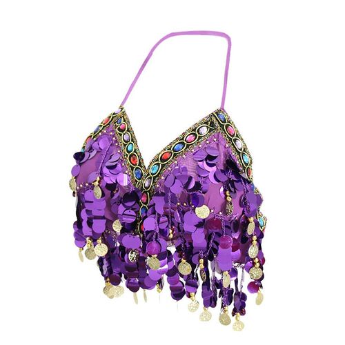 Womens Belly Dance Sequin Beaded Bra Top Samba Dancing Cost