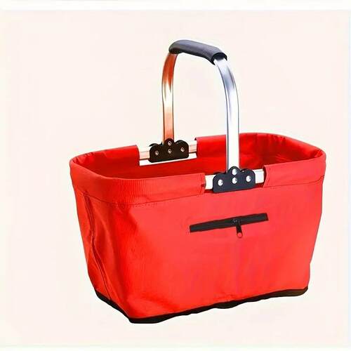 Foldable aluminum frame basket, foldable supermarket shoppin