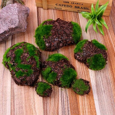 6Pcs, Artificial Moss Stone, Landscape Moss Stone Ornament,