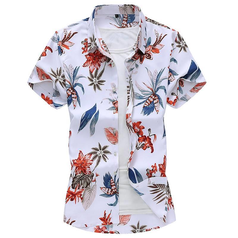European size summer dress color short-sleeved shirt mens t图片