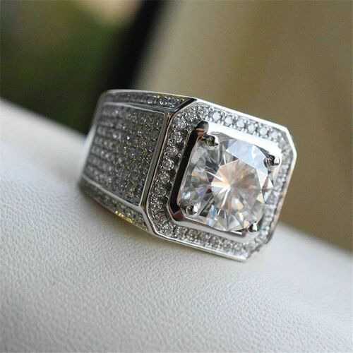 Milangirl Big Hip Hop Rhinestone Men Out Bling Square Ring