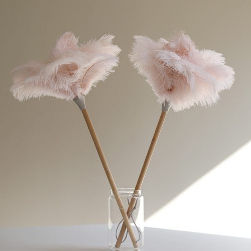 艺之初肉粉鸵鸟羽毛掸竹长柄鸡毛掸子静电除尘掸扫灰禅子装饰掸