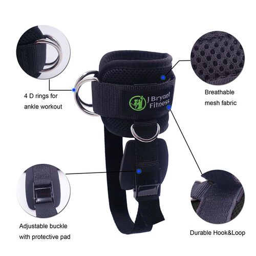Fitness Adjustable Ankle Straps 4 D-rings for Cable