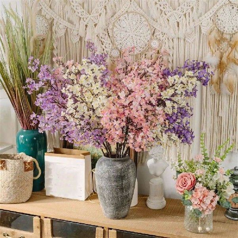 97cm Artificial Peach Blossom Branch Plastic Elegant Silk - 实物图