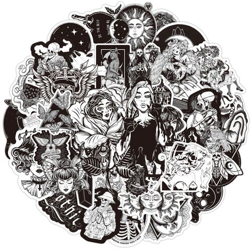 10/30/50PCS Retro Gothic Style Black and White ers DIY Bike