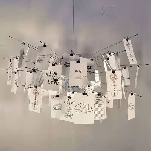 French Style Zettel Paper Chandelier Art Exhibition Hall Liv