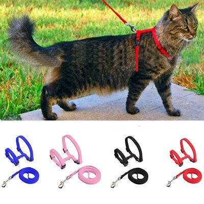 Dog Cat Collar Harness Leash Adjustable Nylon Pet Traction C
