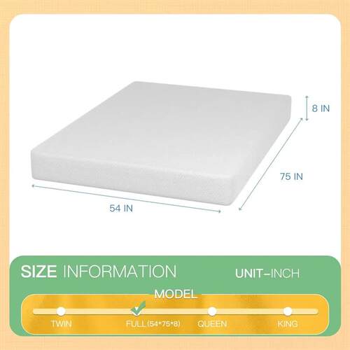 8 inch Memory Foam Mattress Cooling Gel Green Tea Infused Ma