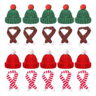 Mini Santa Hat Scarf Christmas Costume Doll Lollipop Bottle