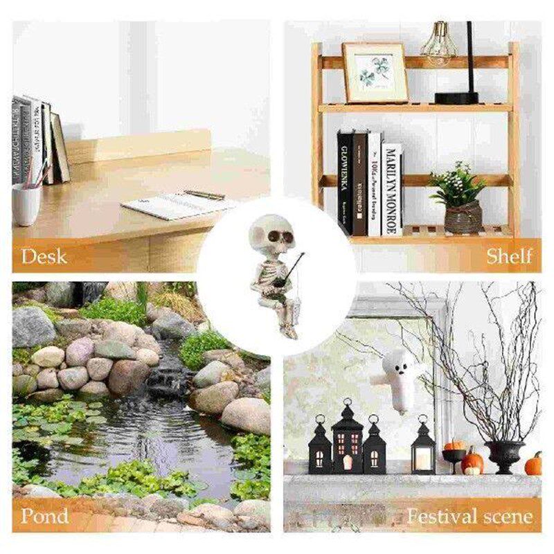 Fishing Skull Garden Statue Decor Decorations Miniature图片