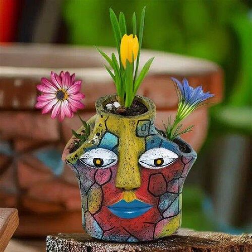 Abstract Beauty Face Flower Pot Resin Flower Succulent Pot