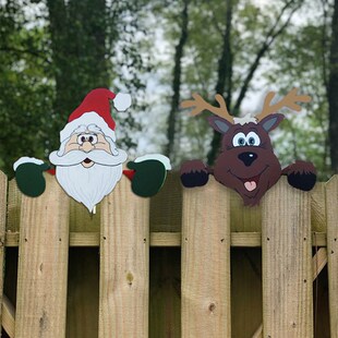 2024 New year santa claus fence peeps christmas decoration o