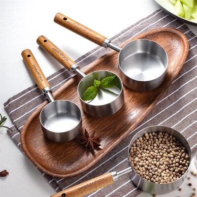 Wooden Handle Measuring Spoon Cup Seasoning Tool Kitichen