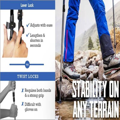 2pcs Outdoor Telescopic Hiking Pole Camping Portable Hiking