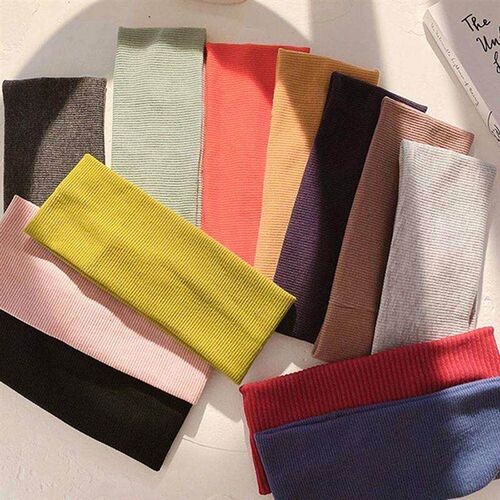 Solid Color Headband for Women Men Yoga Knitting Elastic Hai