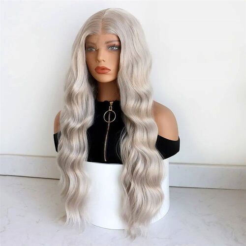 x Silver Grey Body Wave Synthetic Lace Front Wigs For Women