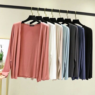 Solid Color Modal Female Outerwear Short Sweaters Lady Casua