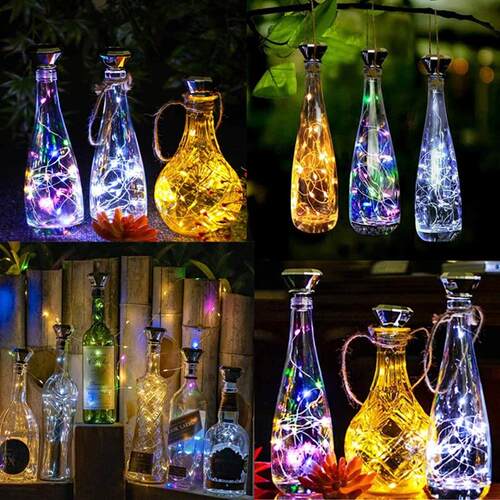 Updated Solar Wine Bottle Lights 2M 20 LED Copper Wire Fairy