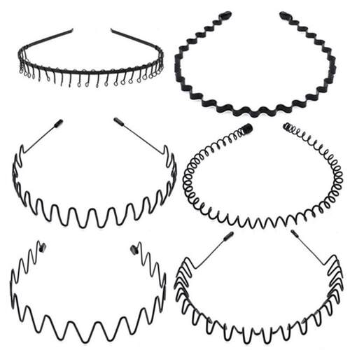 Fashion Mens Hairband Unisex Black Flexible Wavy Hair Head H