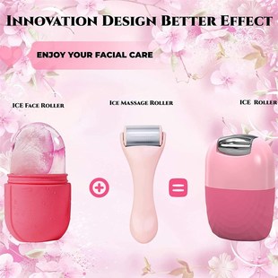 Upgrade 2 In 1 Ice Roller for Face Gua Sha Facial Roller Puf