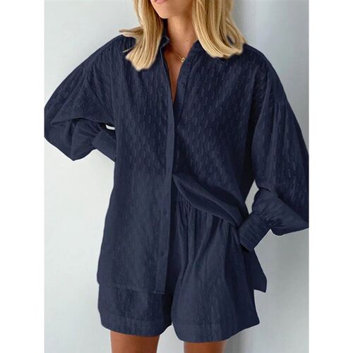 Casual Jacquard Shorts Suit Women Fashion Summer Loose Long