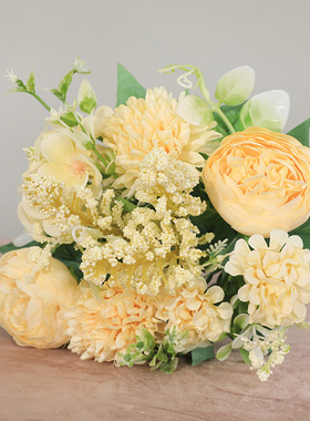 Artificial Flowers Vintage Silk Rose Bouquet Vintage Bride H
