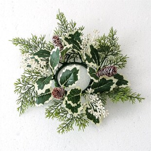 Christmas Candlestick Wreath Flowers Garland Candle Ring