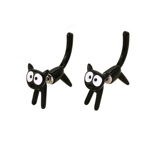 New Funny Small Black Cat Earring for Women Girl Fashio