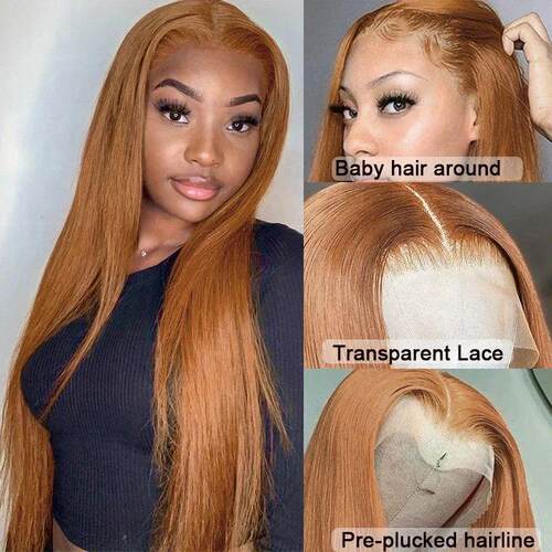 Ginger Blonde Lace Wigs for Black Women Straight Synthetic L