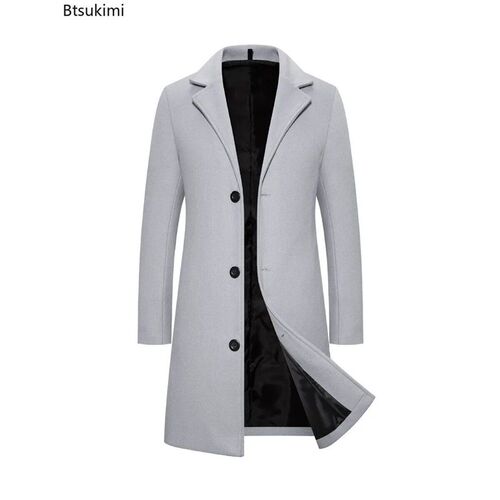 2025 Autumn Winter Mens Woolen Coats Fashion Single-breaste
