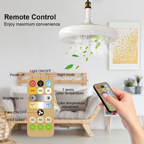 Ceiling Fans With Remote Control and Light 30W LED Lamp Fan