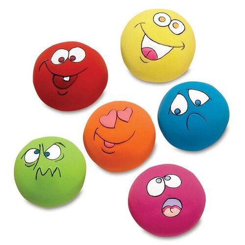 Rubber Dog Toys Pet Play Squeaky Ball Chewing Toy with Face