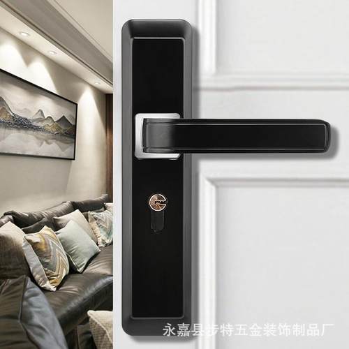 黑色简约室内门锁卧室静音门锁实木门锁门把手执手锁房门锁