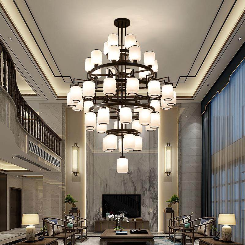 大灯客厅灯新中式多头吊灯现代简约挑空客厅豪华别墅复式楼大吊灯,家装灯饰光源,智能吊灯,淘宝优惠券,粉丝福利购,淘宝优惠卷