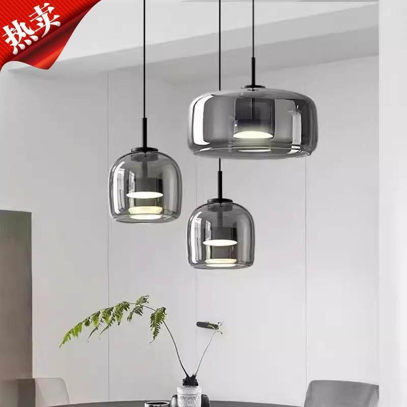 极简创意餐厅餐桌玻璃吊灯北欧风高级灰吧台卧室床头橱窗小吊灯,家装灯饰光源,智能吊灯,淘宝优惠券,粉丝福利购,淘宝优惠卷