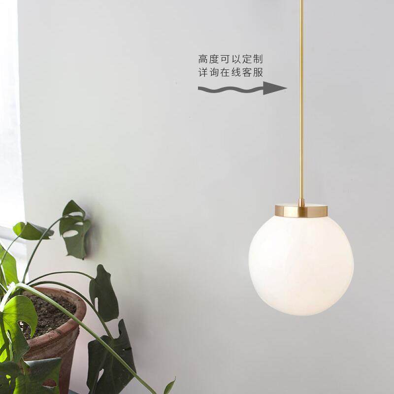 北欧单头玻璃圆球小吊灯现代简约创意吧台床头长杆服装店吊灯,家装灯饰光源,智能吊灯,淘宝优惠券,粉丝福利购,淘宝优惠卷