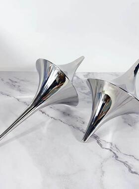 现代简约不锈钢银色小海螺装饰摆件样板间茶几书柜桌面创意装饰品