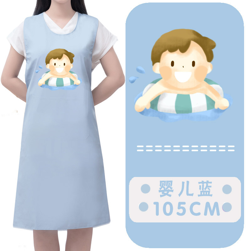 全防水母婴店加长宝宝游泳馆女工作服洗澡背心围裙马甲围腰定制
