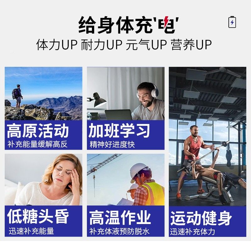 葡补糖电解质泡腾片运动会男女运动跑马健出汗电HCE解萄质片液盐